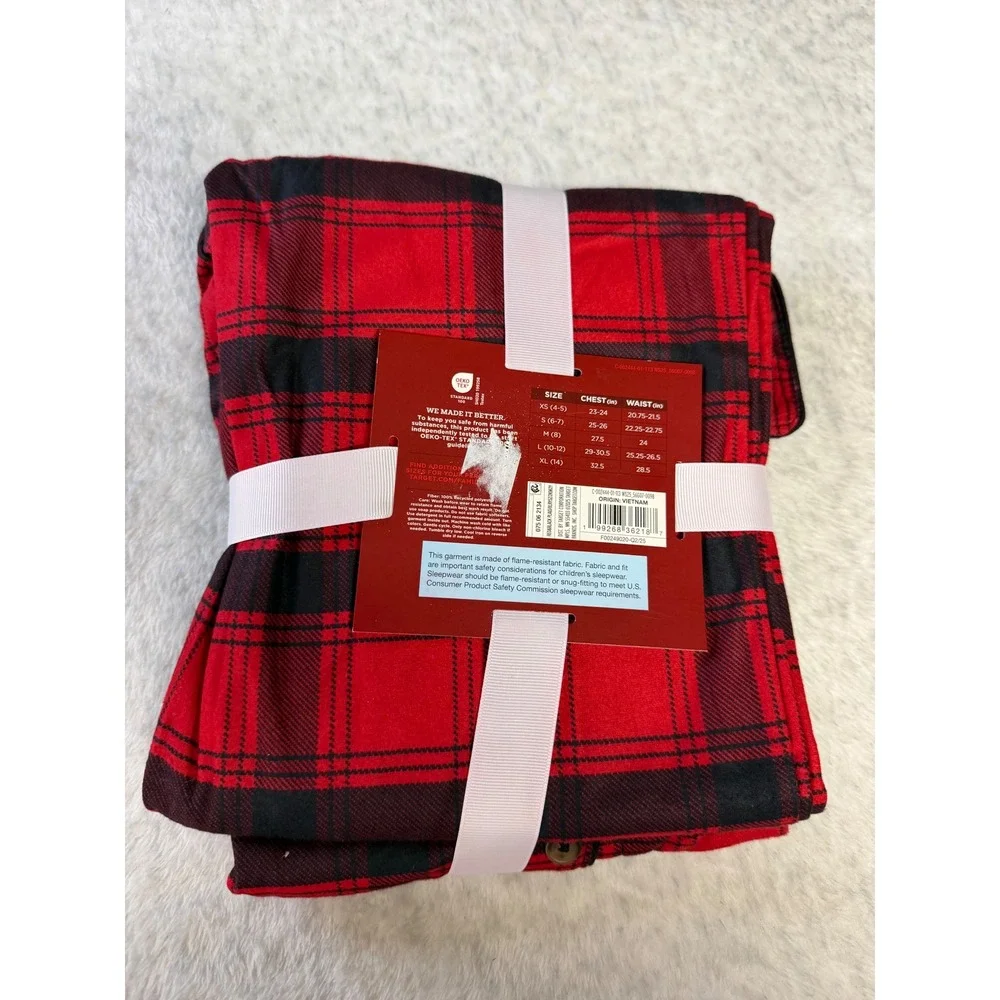 Wondershop Target Kids Red Black Plaid 2-Piece Pajama Set Family Sleep S 6/7 NWT